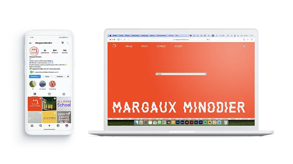 website and social medias for margaux minodier